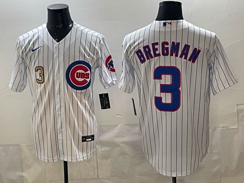 Men 2026 Chicago Cubs #3 Bregman White Stripe Game Nike MLB Jersey style 003
